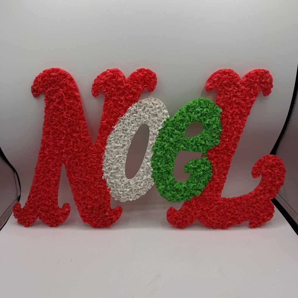 Vintage Christmas NOEL Plastic Melted Popcorn Holiday Decoration MCM.‎ 21" x 12"